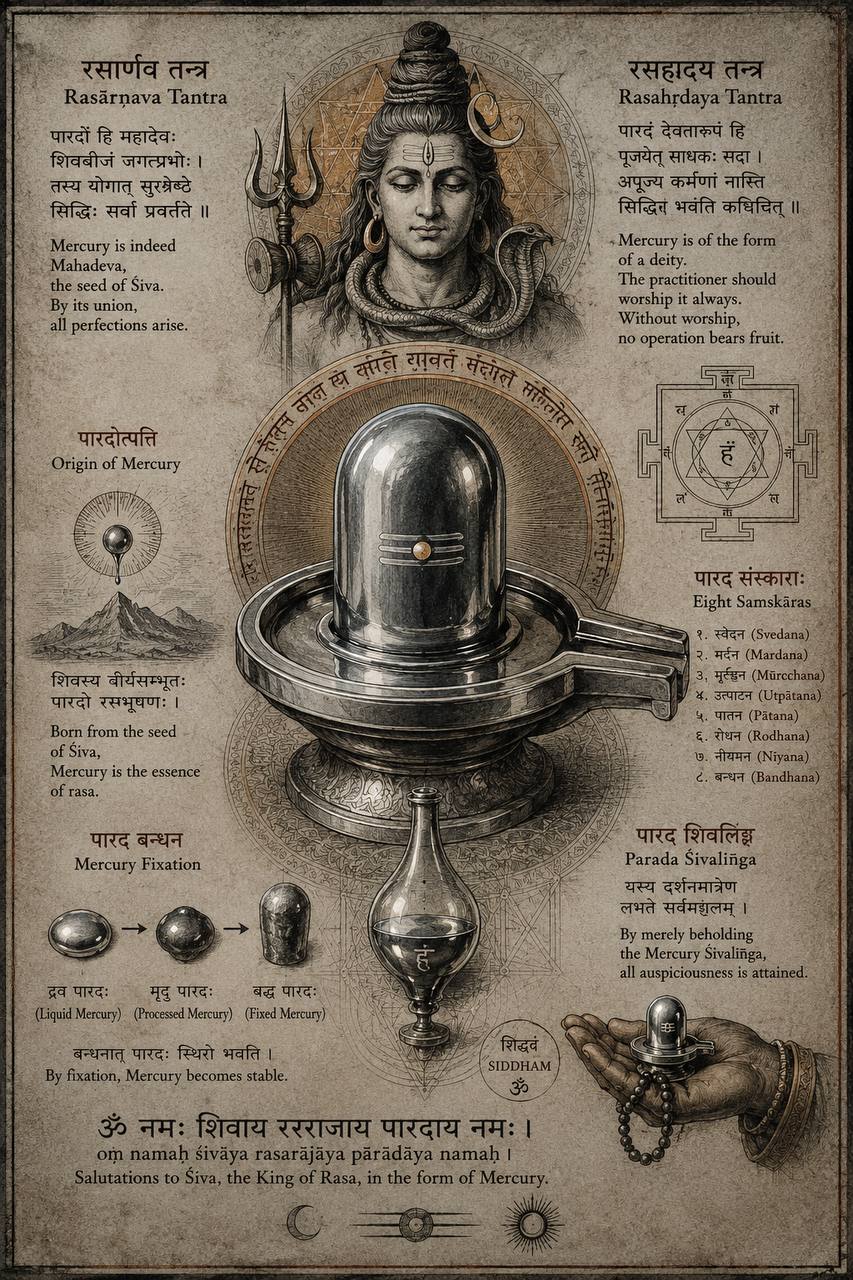 Rasārṇava and Rasahṛdaya Tantra on mercury: origin, the eight saṃskāras, fixation, and the Pārada Śivaliṅga
